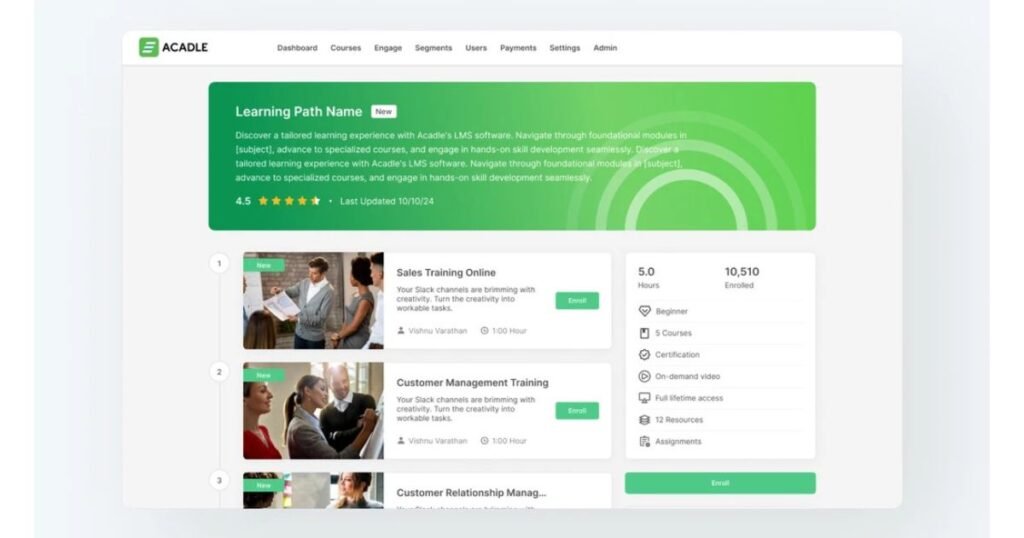 Acadle courses