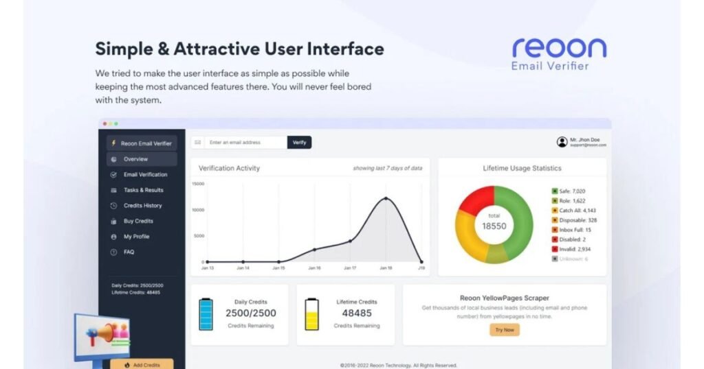 Reoon Email Verifier user interface
