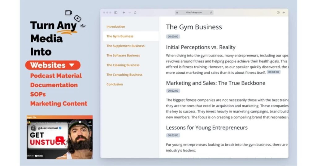 VideoToPage into websites
